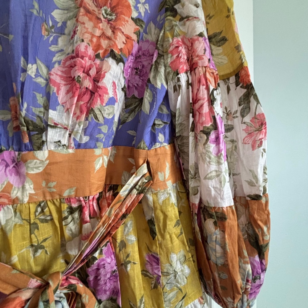 Zimmermann Spliced Floral Wrap Dress - Picture 7 of 9